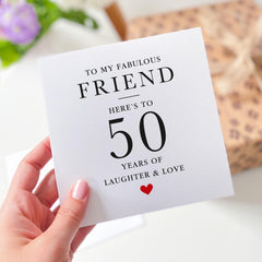 Milestone Birthday Card for Friend Elegant Years of Laughter & Love Message Best Friend 30th 40th, 50th, 60th 70th Gift Card for Bestie