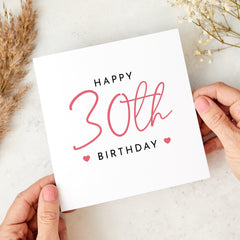 Milestone Birthday Card for Her Custom Age Birthday Card for Her 20th 30th 40th 50th 60th Minimalist Design Keepsake