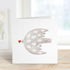 Modern Minimal Bird Card With A Heart Christmas Valentine's Day Birthday Love Card For Her Him Boyfriend Girlfriend Fiancee Wife Newlywed