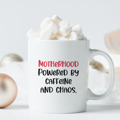 Motherhood Mug Funny Gift Caffeine Chaos Coffee Cup Birthday Present for Mummy Baby Shower Gift for Her