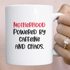 Motherhood Mug Funny Gift Caffeine Chaos Coffee Cup Birthday Present for Mummy Baby Shower Gift for Her
