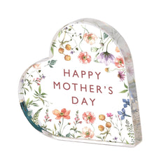Mother’s Day Acrylic Heart Plaque – Floral Keepsake Gift for Mum