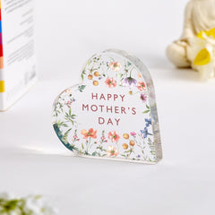 Mother’s Day Acrylic Heart Plaque – Floral Keepsake Gift for Mum