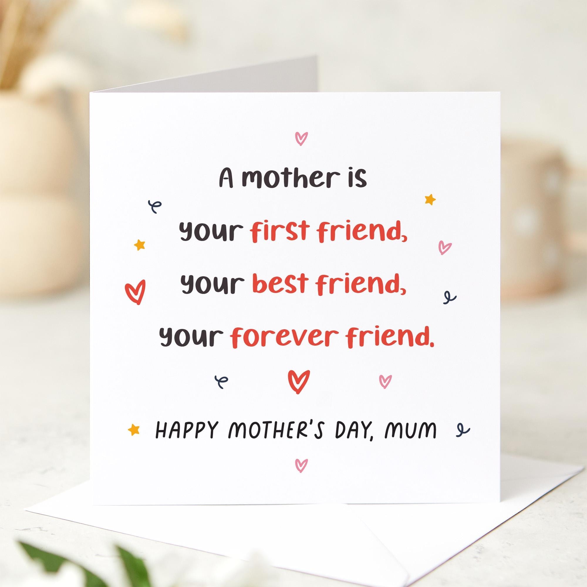 Mother's Day Card Heartfelt Message for Mum Thoughtful Gift for Her My Forever Friend Theme Keepsake Card for Special Mummy Mama