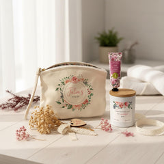 Mother’s Day Gift Set for Mum or Nanny – Personalised Make Up Bag, Candle & Pamper Set