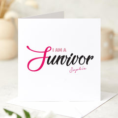 Motivational Card I Am a Survivor Inspirational Card Encouragement Gift for Cancer Survivor Friends Family Boss Colleagues Support Breast
