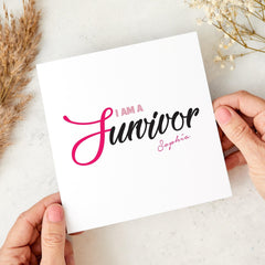 Motivational Card I Am a Survivor Inspirational Card Encouragement Gift for Cancer Survivor Friends Family Boss Colleagues Support Breast