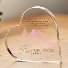 Motivational Keepsake Heart Plaque Gift for Her Friend Daughter Mum Inspirational Birthday Christmas Graduation Loved More Than You Know