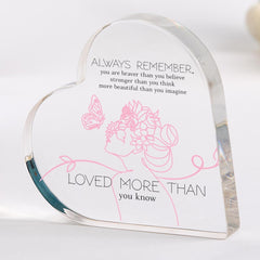 Motivational Keepsake Heart Plaque Gift for Her Friend Daughter Mum Inspirational Birthday Christmas Graduation Loved More Than You Know