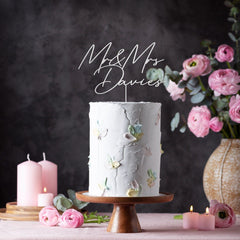 Mr and Mrs Cake Topper with Last Name Wooden Wedding Engagement Personalised Custom Engagement Decor Bridal Shower