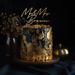 Mr and Mrs Cake Topper with Last Name Wooden Wedding Engagement Personalised Custom Engagement Decor Bridal Shower