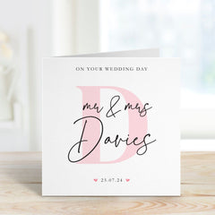 Mr And Mrs Wedding Card With Last Name And Date Congratulations On Your Wedding Engagement Card Newlywed Gift Greeting Cards For Couple