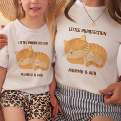 Mummy & Child Matching T Shirts – Little Purrfection Cat Design Mum and Child Outfit Gift