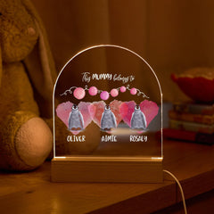 Mummy LED Night Light Gift for Mum Kids Name Mum's Birthday Mother's Day Present Cute Penguin Heart Lamp