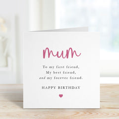 Mum's Birthday Card Mum My First Friend Best Friend Forever Friend Gift Card For Her Mom Mum Gift Card For First Birthday Mummy