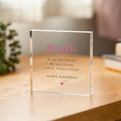 Mum's Birthday Gift Acrylic Keepsake Plaque from Daughter Son My First Friend Forever Friend Elegant Custom Display Happy Birthday Mummy