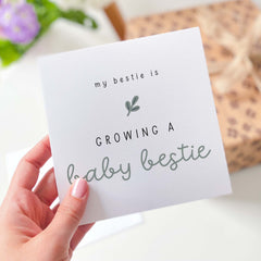 My Bestie Growing A Baby Bestie Card For Best Friend Pregnancy Cute Card For Bestie Greetings Card New Baby Card Baby Shower Card