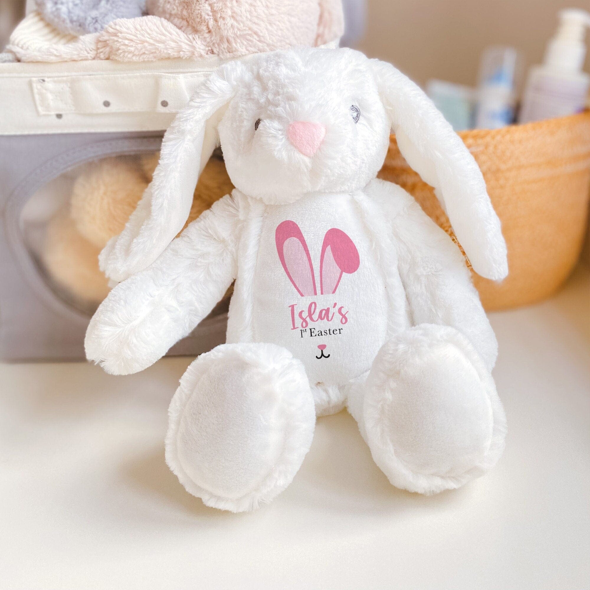 My First Easter Bunny Soft Toy With Name Baby Girl 1st Easter Gift 35 Cm Baby Keepsake Pink Blue Teddy