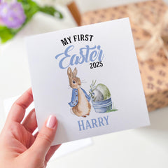My First Easter Card Name Baby Boy or Girl Keepsake Bunny Newborn Easter Gift Nephew Niece Son Daughter Grandson Granddaughter