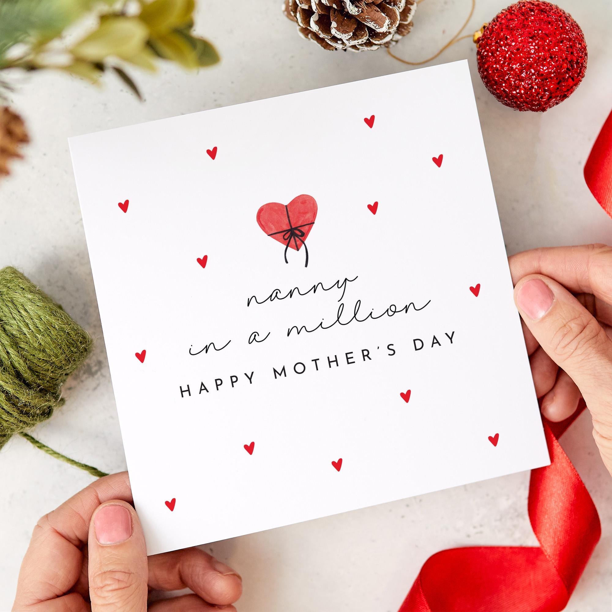 Nanny in a Million Mother's Day Card Thoughtful Gift to Show Love and Appreciation Elegant Heart Perfect for a Grandmother Nana Nan Grandma