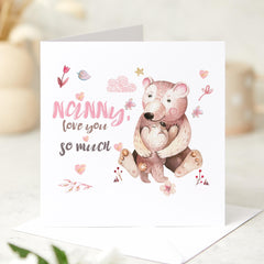Nanny Love You So Much Card Mother's Day or Birthday Card from Grandchild New Grandma Sweet Bear Hug Illustration Card for Nanny Grandma