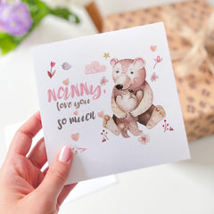 Nanny Love You So Much Card Mother's Day or Birthday Card from Grandchild New Grandma Sweet Bear Hug Illustration Card for Nanny Grandma