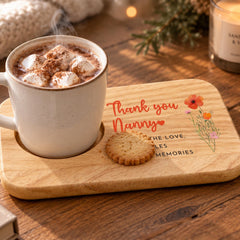 Nanny Tea and Biscuit Board, Thank You Grandma Gift, Wooden Mug Tray, Birthday or Christmas Present
