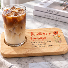 Nanny Tea and Biscuit Board, Thank You Grandma Gift, Wooden Mug Tray, Birthday or Christmas Present