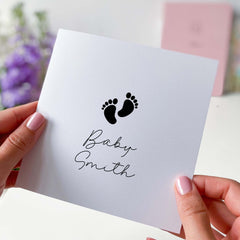 New Baby Card With Baby's Name Personalised Cute Baby Feets Design With Blue Pink New Born Gift Card Greeting Card It's A Boy Girl