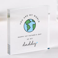 New Dad First Father's Day Gift Acrylic Plaque You Are My World Daddy Keepsake Cute 1st Father's Day Decoration