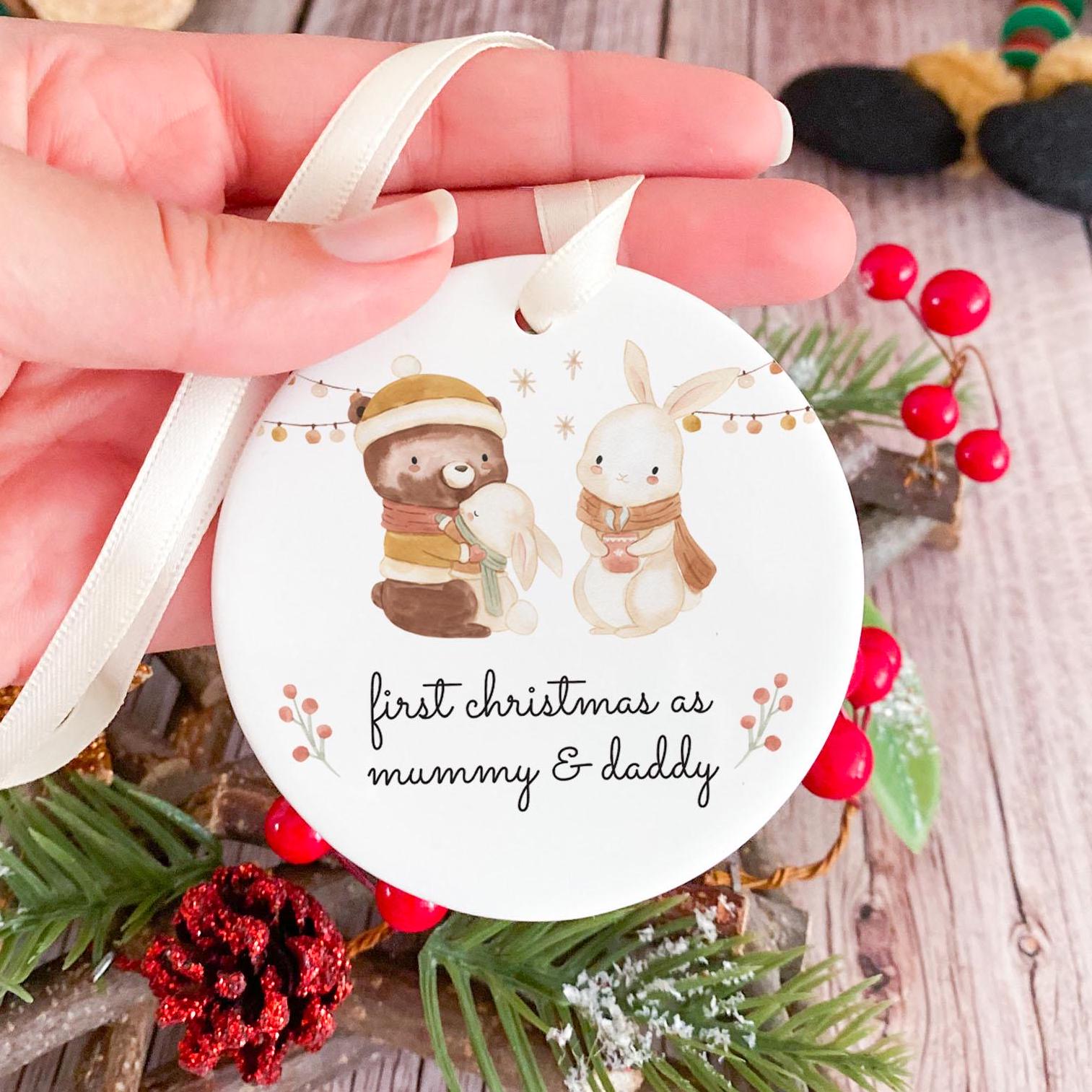 New Family Ornament First Christmas as Mummy and Daddy Cute Keepsake for New Parents Special Holiday Decoration New mum dad gift