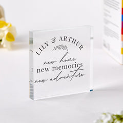 New Home Gift for Couple Housewarming Keepsake for Newlyweds Friends or Family New Memories, New Adventure Acrylic Plaque