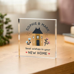 New Home Gift with Names Acrylic Plaque Gift Custom Name Newlywed Housewarming Keepsake for Couple Friend or Family