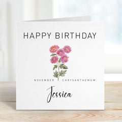 November Birthday Card Personalised Birth Card For Born In November With Name Birth Month Chrysanthemum Flower Card For Him Her Friend Mum