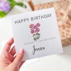 November Birthday Card Personalised Birth Card For Born In November With Name Birth Month Chrysanthemum Flower Card For Him Her Friend Mum