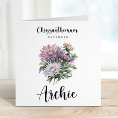 November Birthday Card Personalised Birth Flower Card For Born In November With Name Birth Month Chrysanthemum Flower Card For Him Her