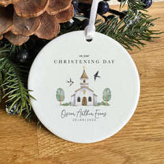 On your Christening day ceramic ornament with name and date Baptism Grandson Granddaughter Son Daughter Nephew Niece Godson Goddaughter gift
