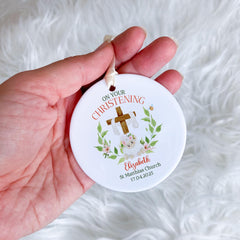 On your Christening Day Cute Ornament with Name and Date Baptism Grandson Granddaughter Son Daughter Nephew Niece Godson Goddaughter gift