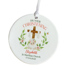 On your Christening Day Cute Ornament with Name and Date Baptism Grandson Granddaughter Son Daughter Nephew Niece Godson Goddaughter gift