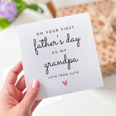On Your First Father’s Day as My Grandpa Card Thoughtful Keepsake from Baby Personalised Minimalist Heart Design Special Grandad Gift