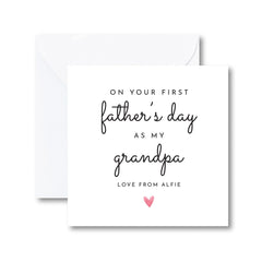 On Your First Father’s Day as My Grandpa Card Thoughtful Keepsake from Baby Personalised Minimalist Heart Design Special Grandad Gift