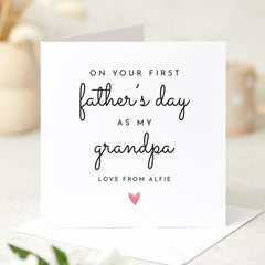 On Your First Father’s Day as My Grandpa Card Thoughtful Keepsake from Baby Personalised Minimalist Heart Design Special Grandad Gift