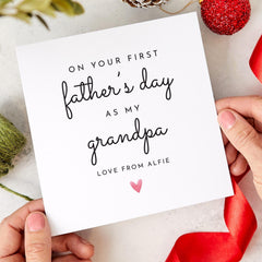 On Your First Father’s Day as My Grandpa Card Thoughtful Keepsake from Baby Personalised Minimalist Heart Design Special Grandad Gift