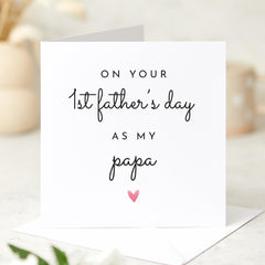 On Your First Father’s Day as My Papa Card Sweet New Dad Keepsake from Baby Minimalist Heart Design Special Daddy Gift 1st Fathers Day Card