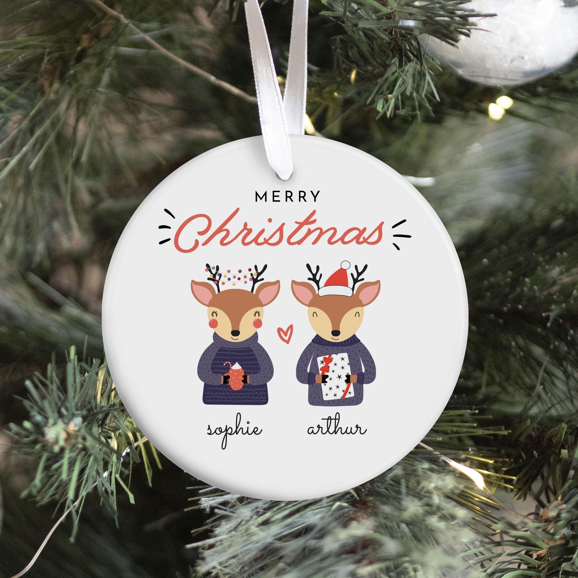 Ornament for a couple Merry Christmas Our First Christmas together Married Engaged Personalised Keepsake with Names Gift for Newlyweds