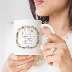 Our first Christmas together mug with names Gift for boyfriend girlfriend wife husband him her Newlywed couple 1st Xmas present Keepsake