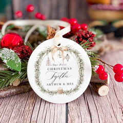 Our First Christmas Together Ornament with Names Personalised Gift For Boyfriend Girlfriend Cute Holiday Keepsake for Couple