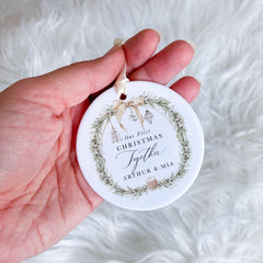 Our First Christmas Together Ornament with Names Personalised Gift For Boyfriend Girlfriend Cute Holiday Keepsake for Couple