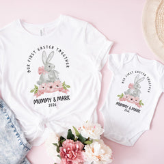 Our First Easter Together Matching T-shirts – Mum and Child Personalised Easter Outfit
