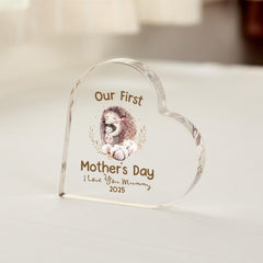 Our First Mother's Day Gift Personalised Acrylic Plaque for Mummy Baby Custom New Mum Keepsake Hedgehog hug